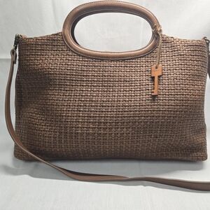 Fossil Brown Woven Women's Bag